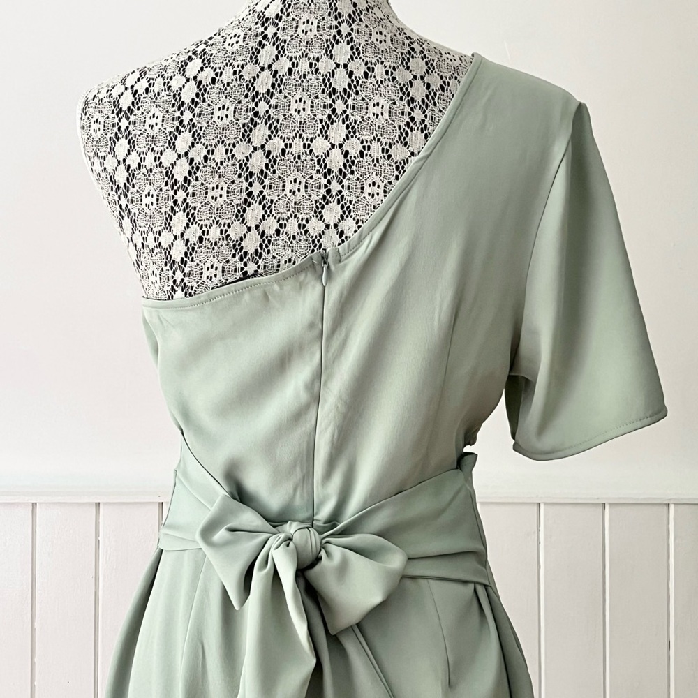 Zara Asymmetric One Sleeve Cutout Tie Back Dress Size M - Picture 8 of 10